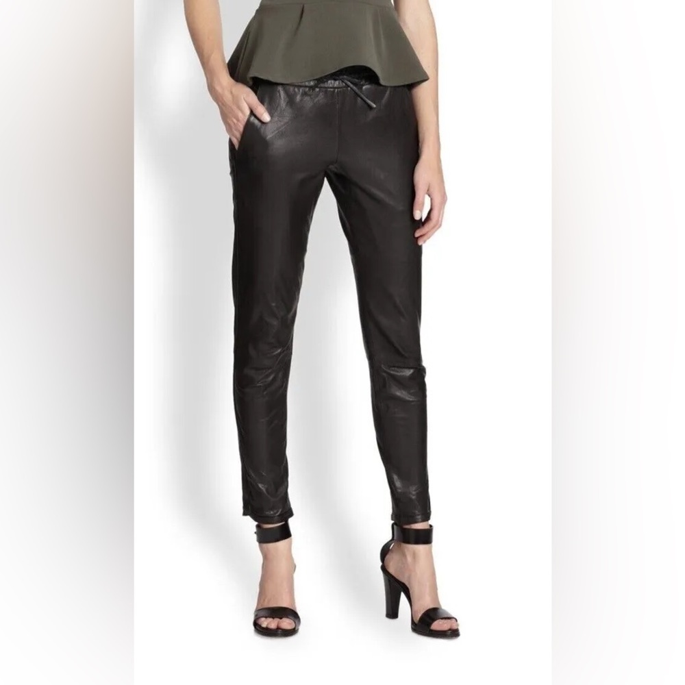 BEC & BRIDGE Black 100% Genuine Leather Jogger Pants